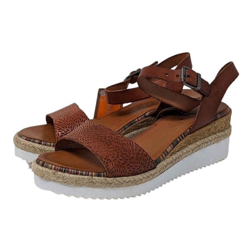 Porronet Leather Buckle Wedge Platform Brown Sandal SPAIN Size 36 EUR 5.5 US